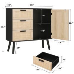 Шкаф для хранения с дверцей и 3 ящиками, регулируемая полка (арт. 25-19080387)