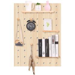 Полка настенная деревянная с крючками и панелью (арт. 25-19080390)