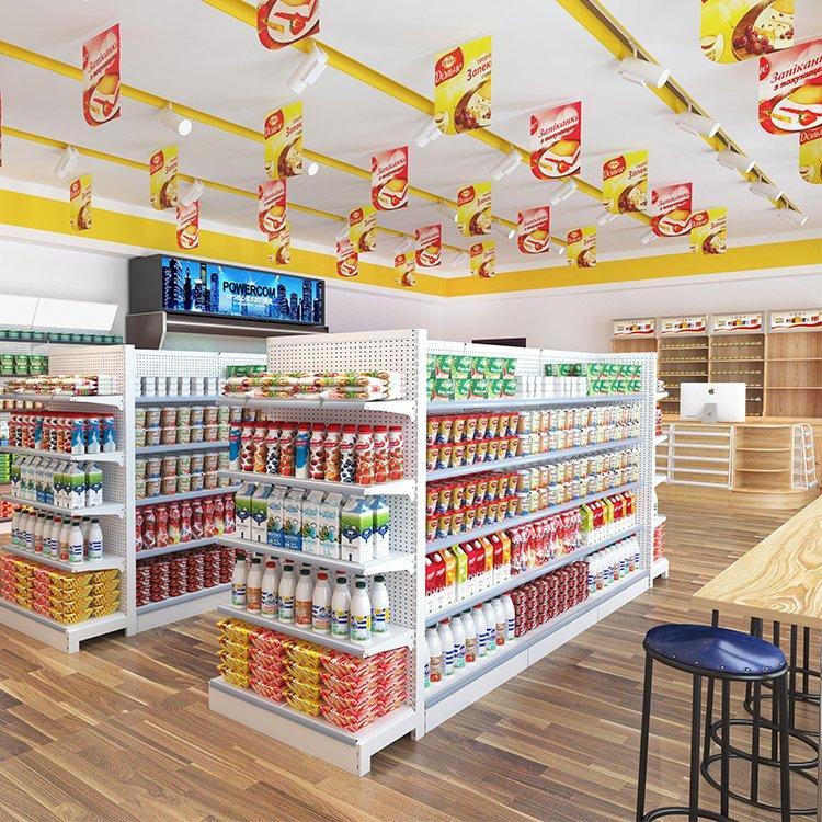 Стеллаж для магазина двусторонний сетчатый (арт. 25-19080399)