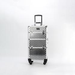 Косметический кейс на колесах из алюминия с лотками (арт. 25-19082540)