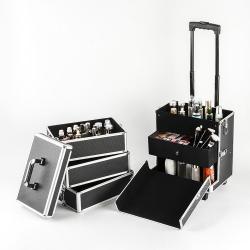 Тележка-кейс для макияжа ударопрочный алюминий с ящиками (арт. 25-19082619)