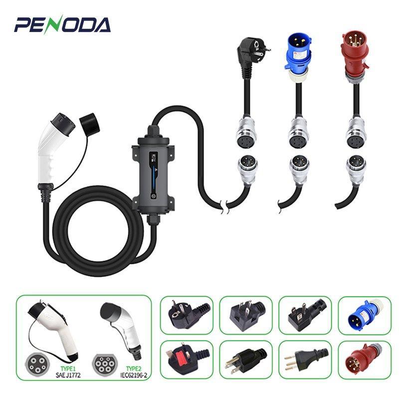 Зарядное устройство 32A 3 фазы 22кВт Type 2 EVSE с LCD (арт. 25-19083070)