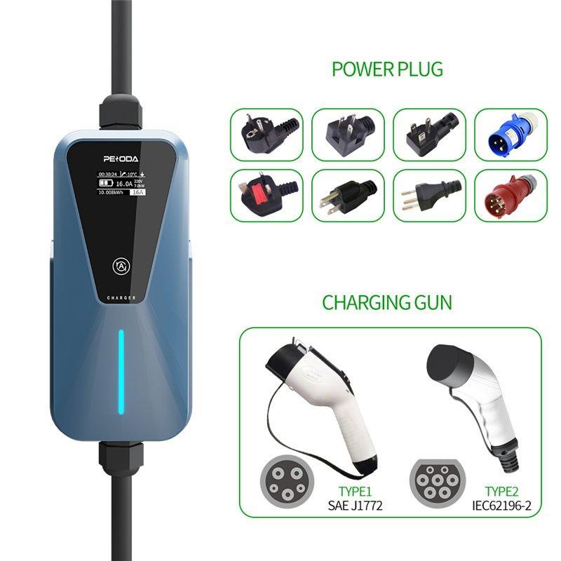 Держатель для кабеля EV Type2 32A 7kW портативный зарядный (арт. 25-19083168)