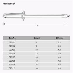 Заклепка фланцевая алюминиевая цинк-никель AISI304 (арт. 25-19084402)