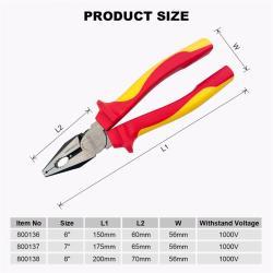 Комбинированные плоскогубцы 6-8 дюймов VDE 1000V изолированные (арт. 25-19084626)