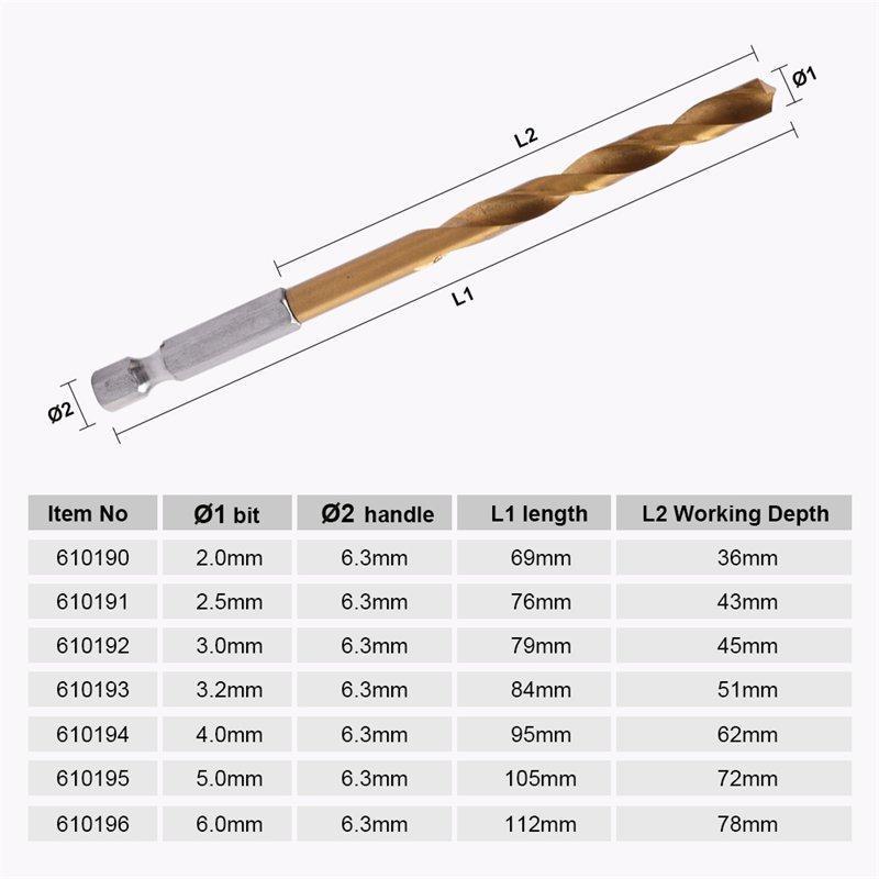 Биты для дрели 1/4 Hex 2.0-6.0 мм высокопроизводительные (арт. 25-19084665)