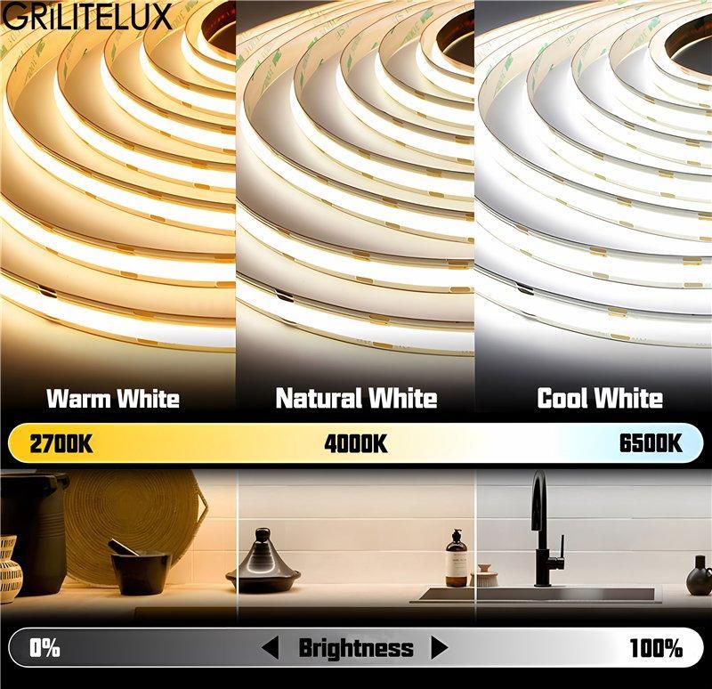 Светодиодная лента COB 608LED/м 12/24В 2700K-6000K диммируемая (арт. 25-19084973)