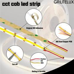 Светодиодная лента COB 12V/24V 608LEDs/M 2700K-6000K (арт. 25-19084975)