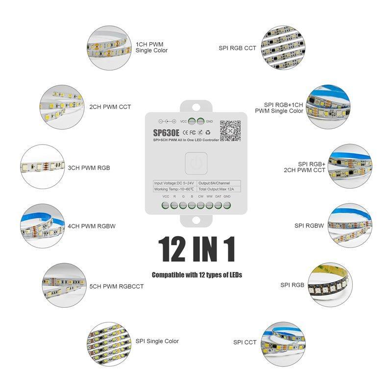 Контроллер для светодиодных лент 5CH PWW Bluetooth 12V (арт. 25-19085194)