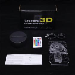 Настольная лампа 3D с деревянным основанием и LED (арт. 25-19085223)