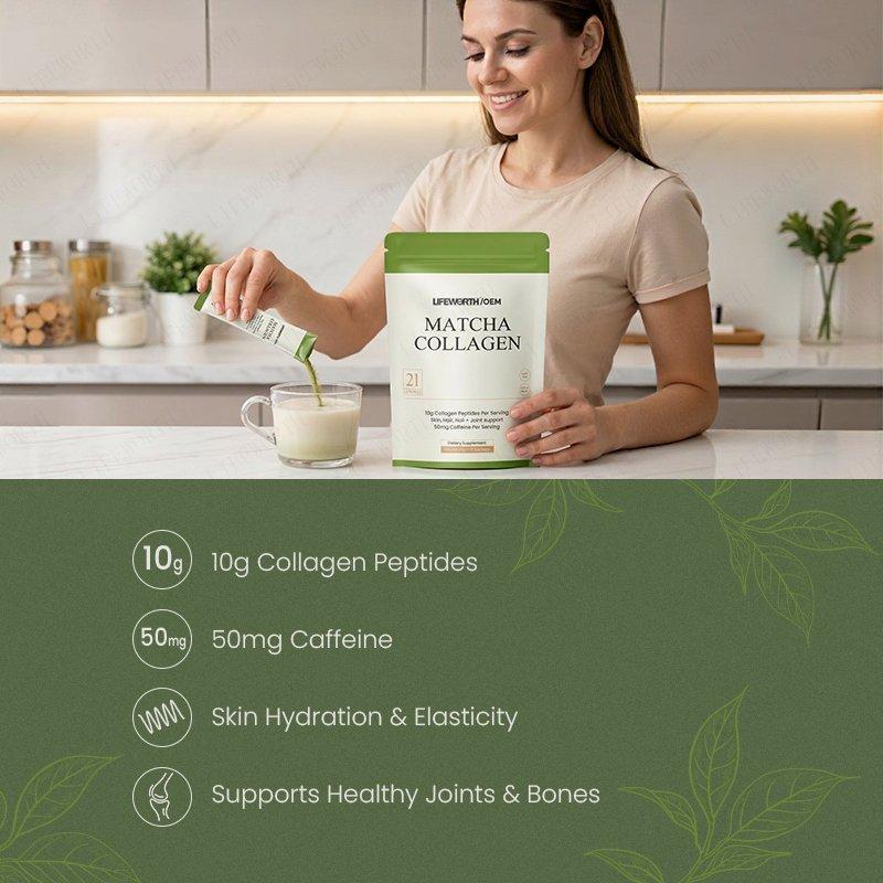 Порошок матча с коллагеном 10г пептидов и 50мг кофеина (арт. 26-1002155)