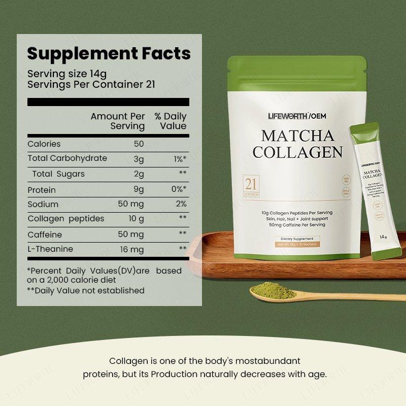 Порошок матча с коллагеном 10г пептидов и 50мг кофеина (арт. 26-1002155)