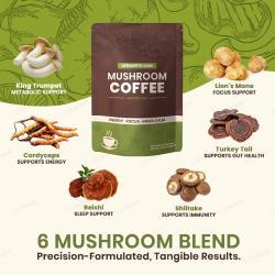Кофе с грибами reishi, cordyceps, lions mane для энергии и ясности (арт. 26-1002217)
