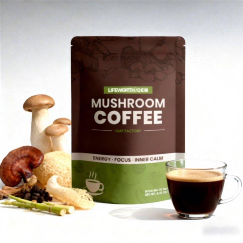 Кофе порошок с грибами рейши кордицепс львиная грива для энергии (арт. 26-1002220)