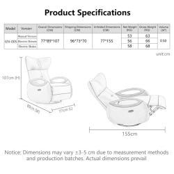 Кресло-реклайнер кожаное с массажем и поворотом (арт. 26-2102011)