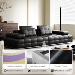 Диван секционный с реклайнером из дерева и искусственной кожи для гостиной (арт. 26-2102106)