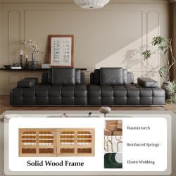 Диван секционный с реклайнером из дерева и искусственной кожи для гостиной (арт. 26-2102106)