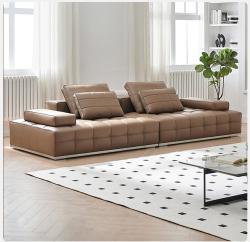 Диван секционный кожаный с откидной спинкой для гостиной (арт. 26-2102107)