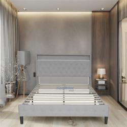 Кровать двуспальная белая с обивкой king size для спальни (арт. 26-1702084)