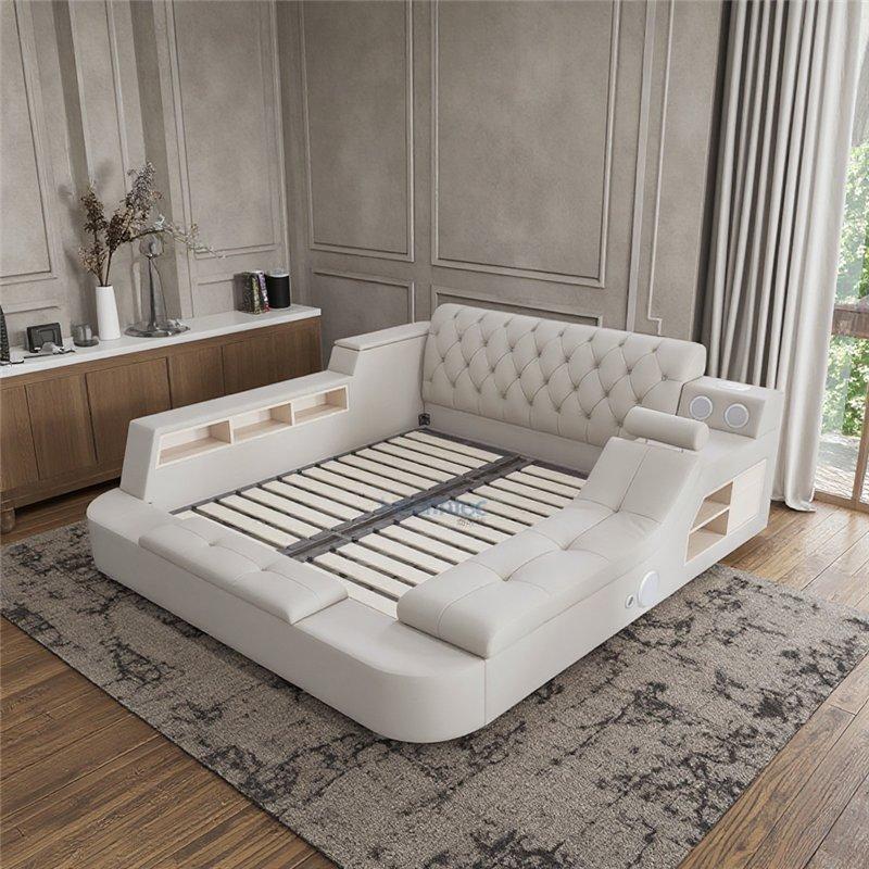 Кровать двуспальная кожаная 1.8м с массажем и хранением (арт. 26-1702085)