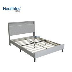 Кровать деревянная с обивкой велюр queen size для спальни (арт. 26-1702086)