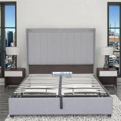 Кровать с мягким изголовьем и скрытым отсеком для спальни (арт. 26-1702097)