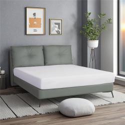 Кровать кожаная двуспальная низкая деревянная (арт. 26-1702101)