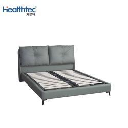 Кровать кожаная двуспальная низкая деревянная (арт. 26-1702101)