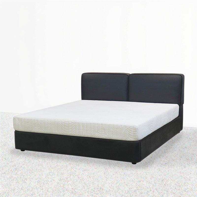 Кровать кожаная черная king size для спальни (арт. 26-1702102)