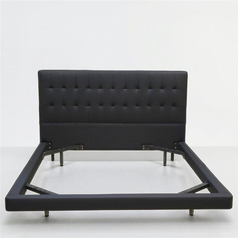 Кровать деревянная двуспальная с черным изголовьем (арт. 26-1702110)