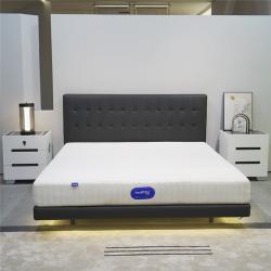 Кровать деревянная двуспальная с черным изголовьем (арт. 26-1702110)