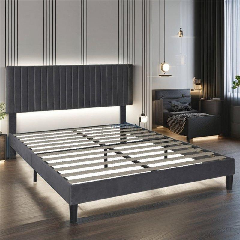 Кровать металлическая с тканевой обивкой для спальни (арт. 26-1702111)