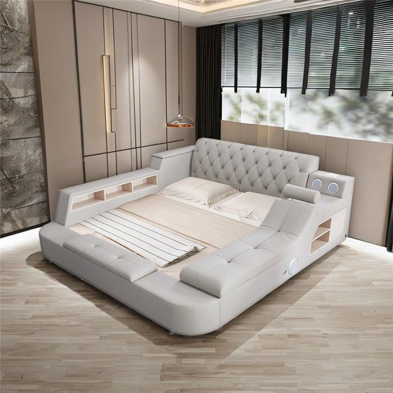 Кровать двуспальная кожаная с массажем для спальни (арт. 26-1702115)