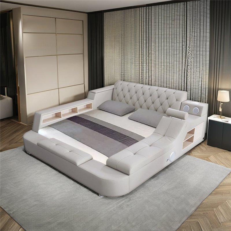 Кровать с кожаной обивкой и массажем для спальни (арт. 26-1702118)