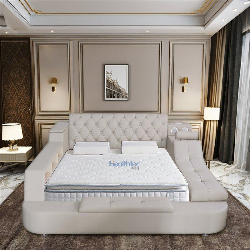 Кровать кожаная с динамиком и USB зарядкой для спальни (арт. 26-1702119)