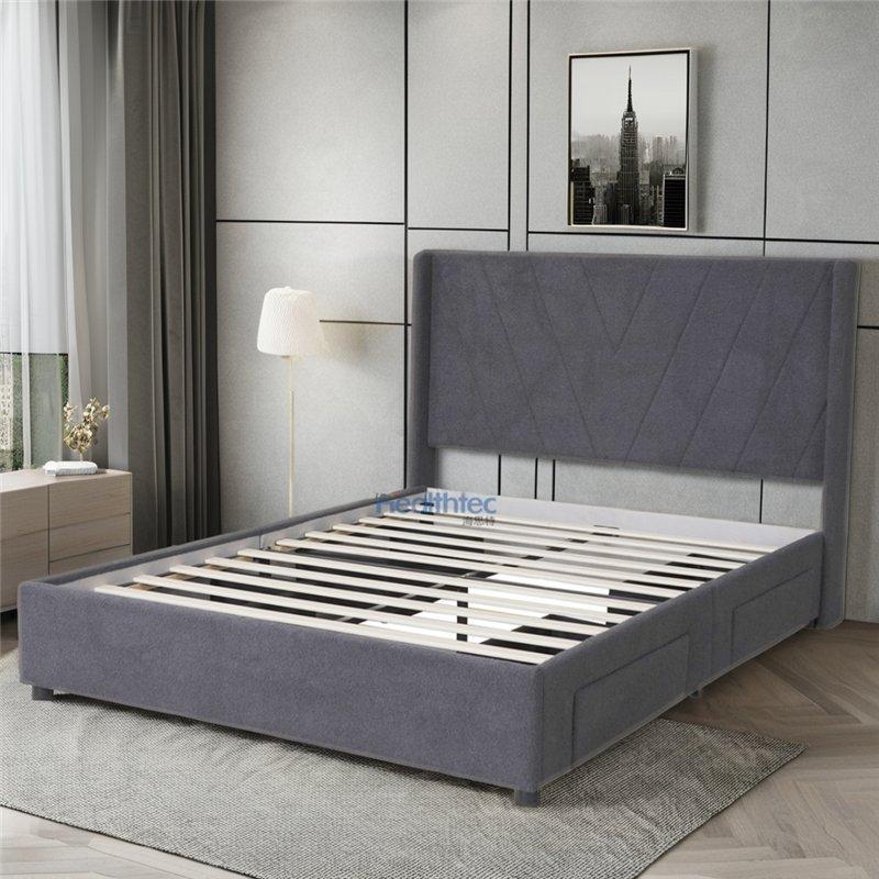 Кровать с мягкой обивкой и ящиками queen size для дома (арт. 26-1702125)