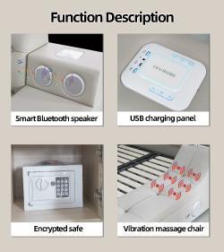 Кровать кожаная с массажем и USB для спальни (арт. 26-1702143)
