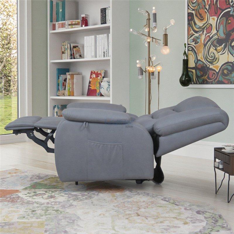 Диван-реклайнер кожаный синий для гостиной (арт. 26-1702269)