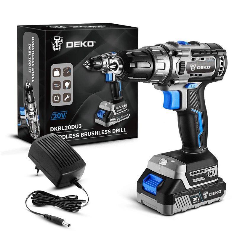 Шуруповерт DEKO 20V бесщеточный аккумуляторный (арт. 26-2402040)