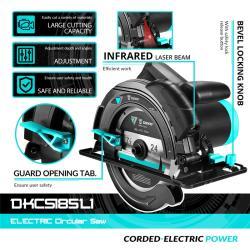 Deko электрическая циркулярная пила 185 мм с лазером (арт. 26-2402126)