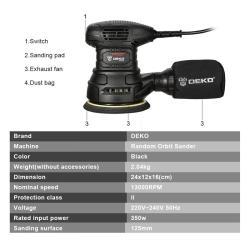 Deko шлифовальная машина 13000 об/мин с пылесборником (арт. 26-2402148)
