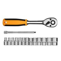 Набор ключей DEKO 1/4 дюйма 15 предметов хром/сатин DIY (арт. 26-2402265)