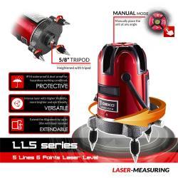 Уровень лазерный 5 линий 6 точек самовыравнивающийся для дома (арт. 26-2402315)