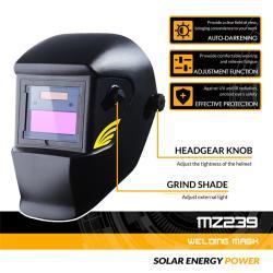 Сварочная маска DEKO MZ239 черная авто-затемнение для сварки (арт. 26-2402336)
