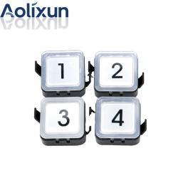 Кнопка для лифта xizi otis BS34C квадратная белый/синий свет (арт. 26-2502031)